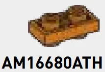 Plate 1 x 2 Connector: male:male in Gold, Tarnished