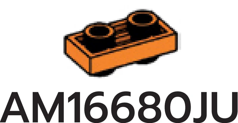 Plate 1 x 2 Connector: male:male in Orange, Smoky