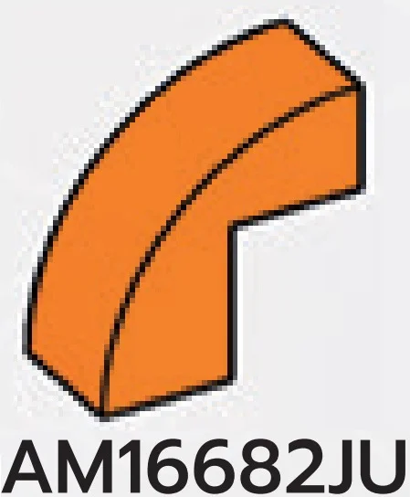 Slope Brick 1 x 2 x 2 with half-curved top in Orange, Smoky