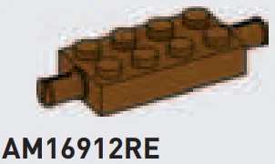 Brick 2 x 4 two-thirds-height with axles in Brown, Rich