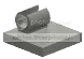 Tile 2 x 2 with top-mounted horizontal clip, offset in Gray, Dim (Metallic)