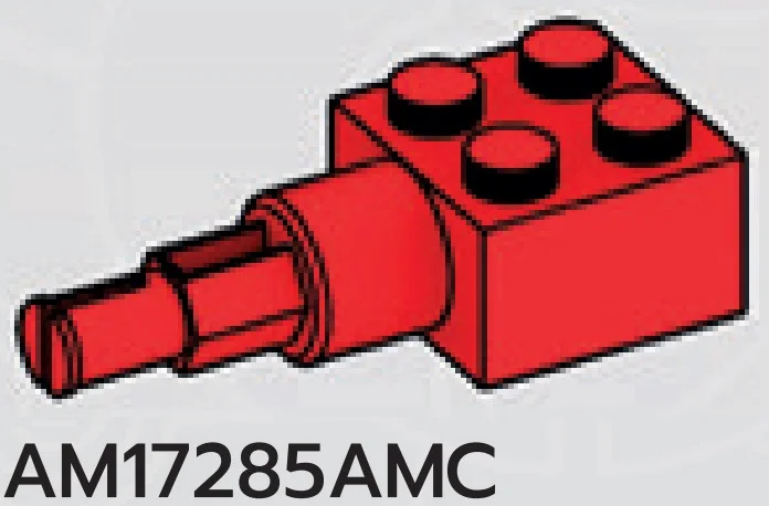 Connector Brick 2 x 2 with long axle on side in Red, Flame