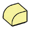 Brick 1 x 1 two-thirds-height with half-curved top in Yellow, Pastel