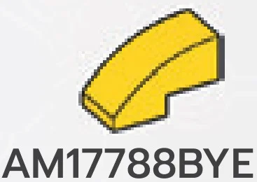 Slope 1 x 1 x 2 Curved in Yellow, Lemon