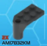 Plate 2 x 3 with curved edge and descending axle socket