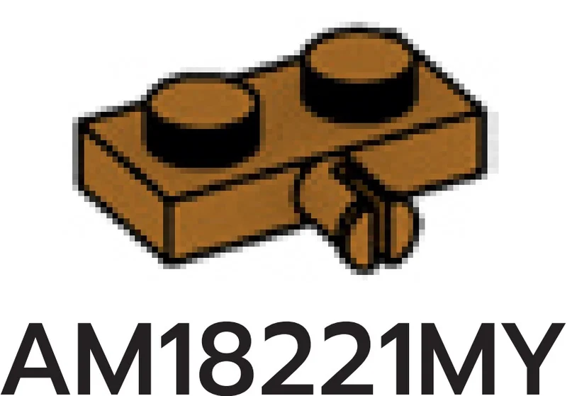 Plate 1 x 2 with small axle pin in Brown, Milk Chocolate