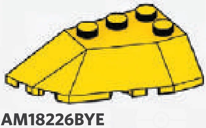 Wedge brick 45 4 x 4 double / 33, left with curved edge in Yellow, Lemon
