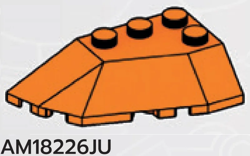 Wedge brick 45 4 x 4 double / 33, left with curved edge in Orange, Smoky