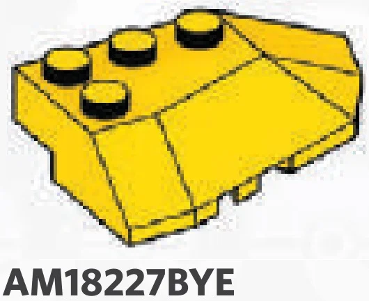 Wedge brick 45 4 x 4 double / 33, right with curved edge in Yellow, Lemon