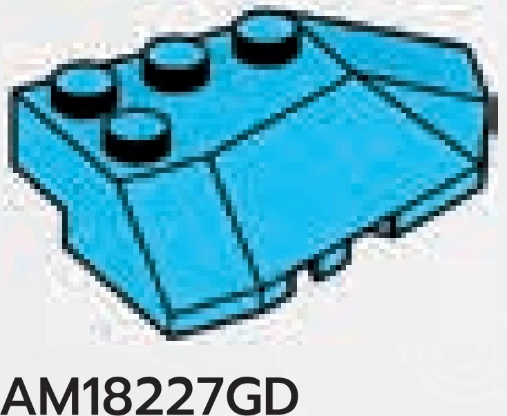 Wedge brick 45 4 x 4 double / 33, right with curved edge in Blue, Rich Sky