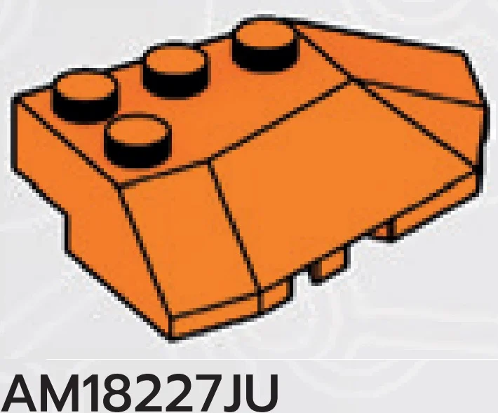 Wedge brick 45 4 x 4 double / 33, right with curved edge in Orange, Smoky