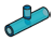 Connector: pipe, small 3 studs long with side pin in Blue, Medium (Translucent)