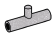 Connector: pipe, small 3 studs long with side pin in Gray, Steel