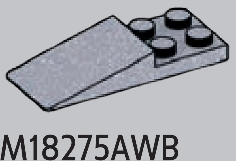 Slope 2 x 1 x 5 w/ 2 x 2 Studs on End in Gray, Medium (Metallic)