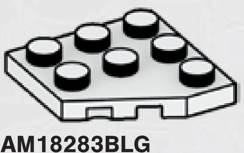 Wedge Plate 3 x 3 without corner, front left in Gray, Dull