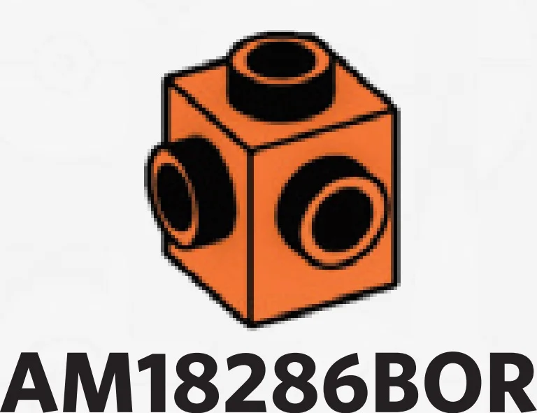 Brick Modified 1 x 1 with studs on adjacent sides in Orange, Bright