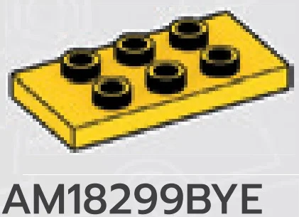 Plate Modified 2 x 4 with 6 studs in Yellow, Lemon
