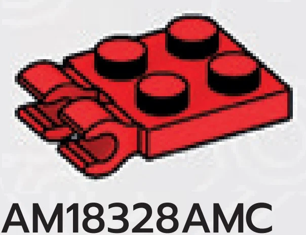 Plate 2 x 2 with horizontal clips in Red, Flame