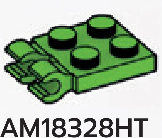 Plate 2 x 2 with horizontal clips in Green, Soft Grass