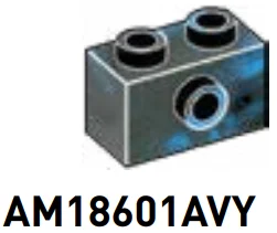 Brick 1 x 2 with side stud in Blue/Black, Marbled