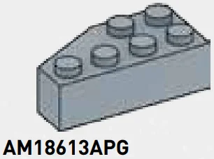 Brick 2 x 4 without right corner in Gray, Steel