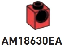 Connector Brick 1 x 1 with Axle Pin Hole in Red, Cardinal