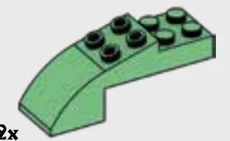 Brick 2 x 2 x 6 with half-curved top, 4 studs on slope in Green, Vertigris