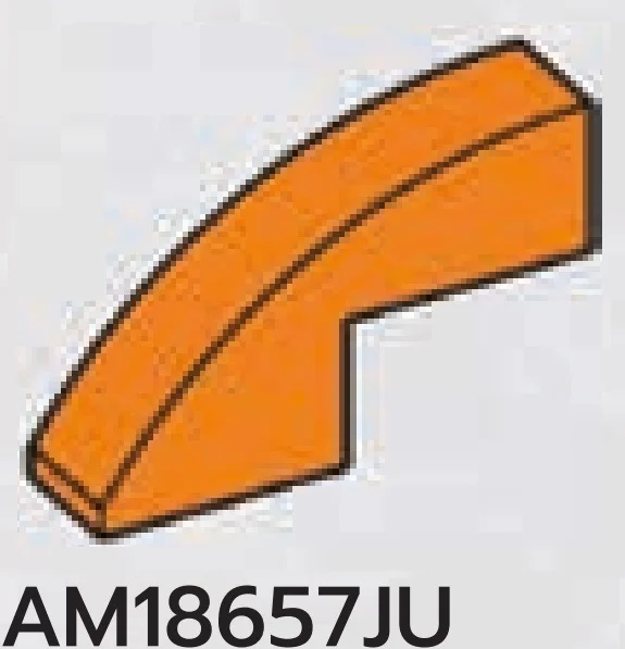 Slope Brick 1 x 2 x 4 with half-curved top in Orange, Smoky