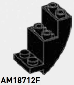 Brick 2 x 3 x 2 rounded bottom with protruding 1 x 2 plate in Black