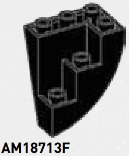 Brick 2 x 3 x 2 rounded bottom with inverse slope, right in Black