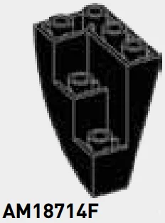 Brick 2 x 3 x 2 rounded bottom with inverse slope, left in Black