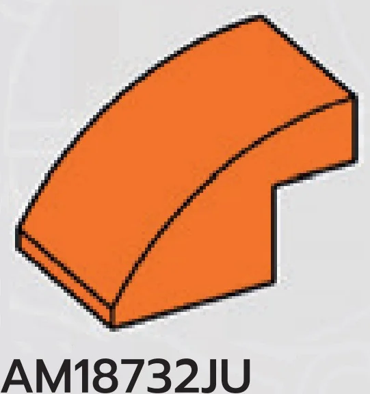 Slope Brick 2 x 2 x 3 with half-curved top in Orange, Smoky