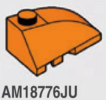 Wedge 2 x 4 double right with curved slope in Orange, Smoky