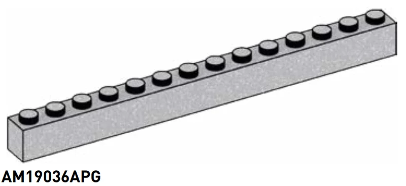 Brick 1 x 14 in Gray, Steel