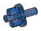 Connector: pin with 3 attachment points in Blue, Cyan (Translucent)