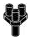 Connector: pin with 3 attachment points in Black (Metallic)