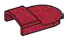 Tile Modified 2 x 3 Half-Round w/ Transverse Arch on One End in Red, Dark (Flake)