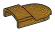 Tile Modified 2 x 3 Half-Round w/ Transverse Arch on One End in Gold, Tarnished
