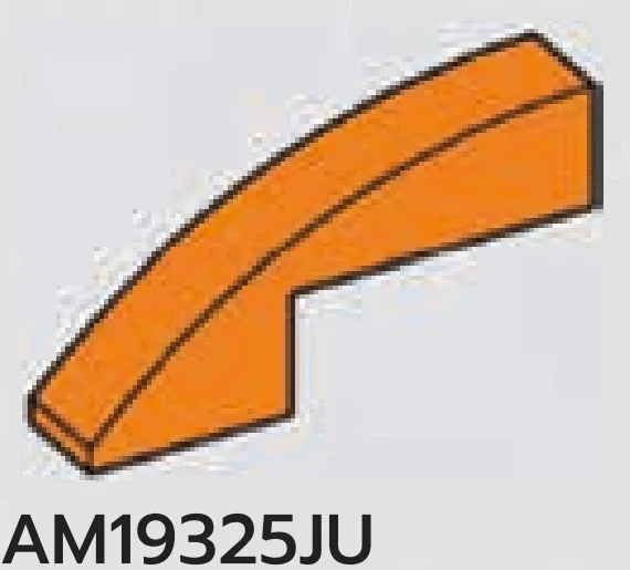 Slope 1 x 2 x 5 with half-curved top in Orange, Smoky