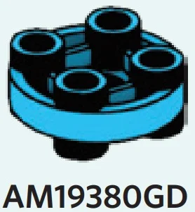 Plate 2 x 2 round Connector: male:male in Blue, Rich Sky