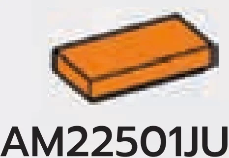 Tile 1 x 2 in Orange, Smoky