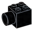Connector Brick 2 x 2 x 2 with friction socket in Black