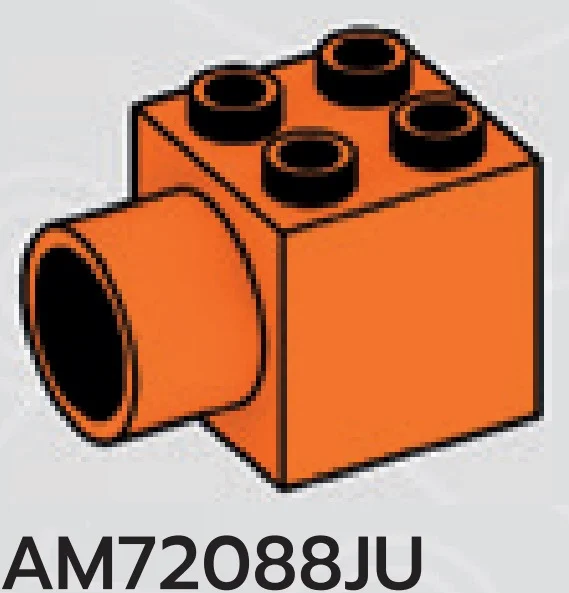 Connector Brick 2 x 2 x 2 with friction socket in Orange, Smoky