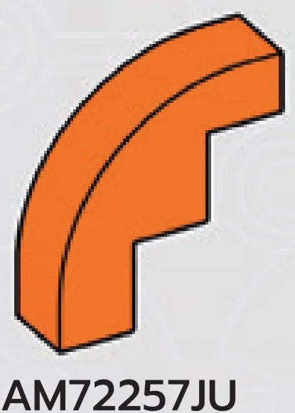 Brick 1 x 2.67 x 3 half-curve top in Orange, Smoky