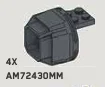 Engine Component: Exhaust nozzle 4 x 2 x 4 on 2 x 2 plate in Black
