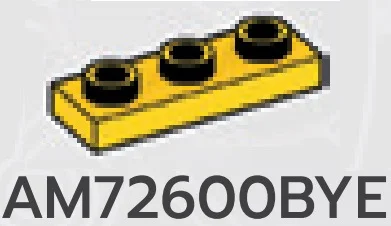 Plate 1 x 3 with hollow studs in Yellow, Lemon