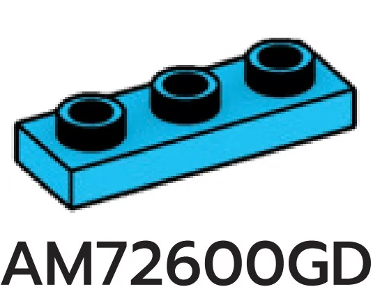 Plate 1 x 3 with hollow studs in Blue, Rich Sky