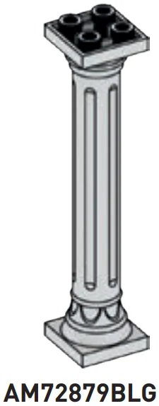 Brick 2 x 8 x 2 column, doric with square base and top in Gray, Dull