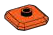 Plate 2 x 2 faceted with one central stud in Orange, Marigold
