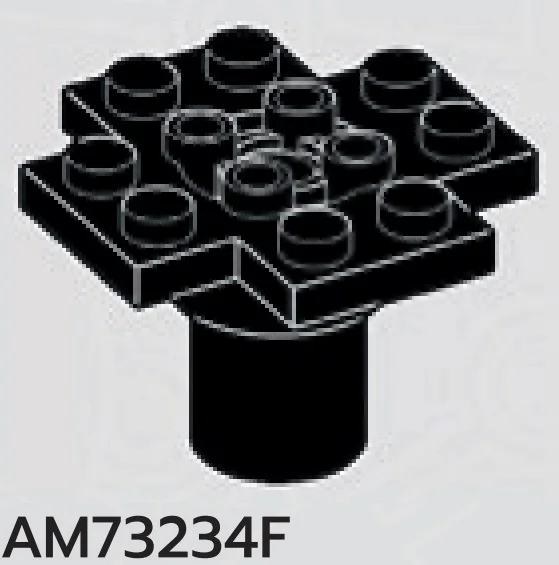 Plate 4 x 4 turntable top, cruciform with vertical axle in Black